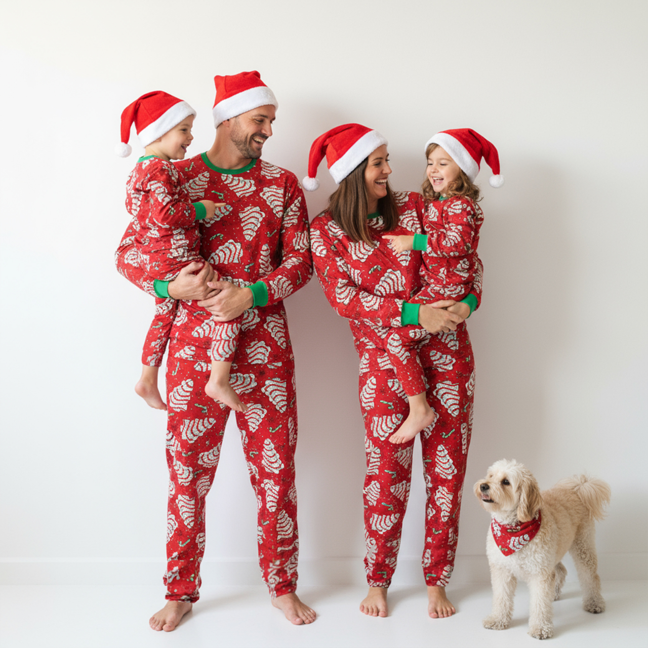 Red Cute Christmas Cakes All-Over Print Family Matching Pajama Sets