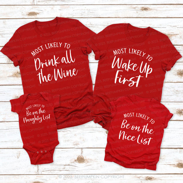 Most Likely To Funny Christmas Party Matching Shirts