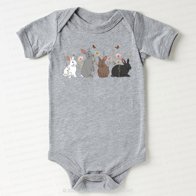 Floral Butterfly Bunny Easter Bodysuit For Baby