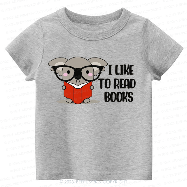 I Like To Read Books Elephant Kids Shirt