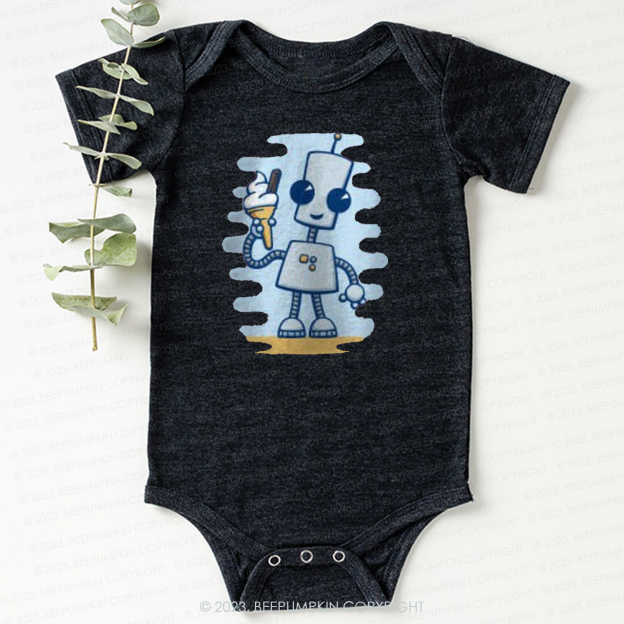 Ned's Ice Cream Cute Robot Bodysuit For Baby