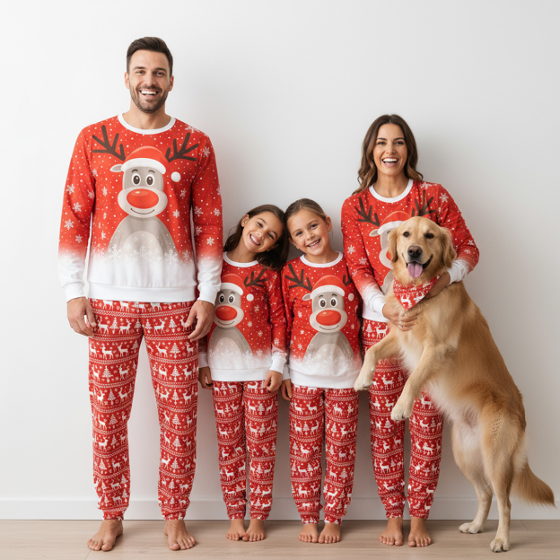 Merry & Bright Elk All-Over Print Family Matching Pajama Sets