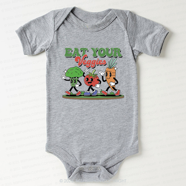 Retro Boho Eat Your Veggies Bodysuit For Baby