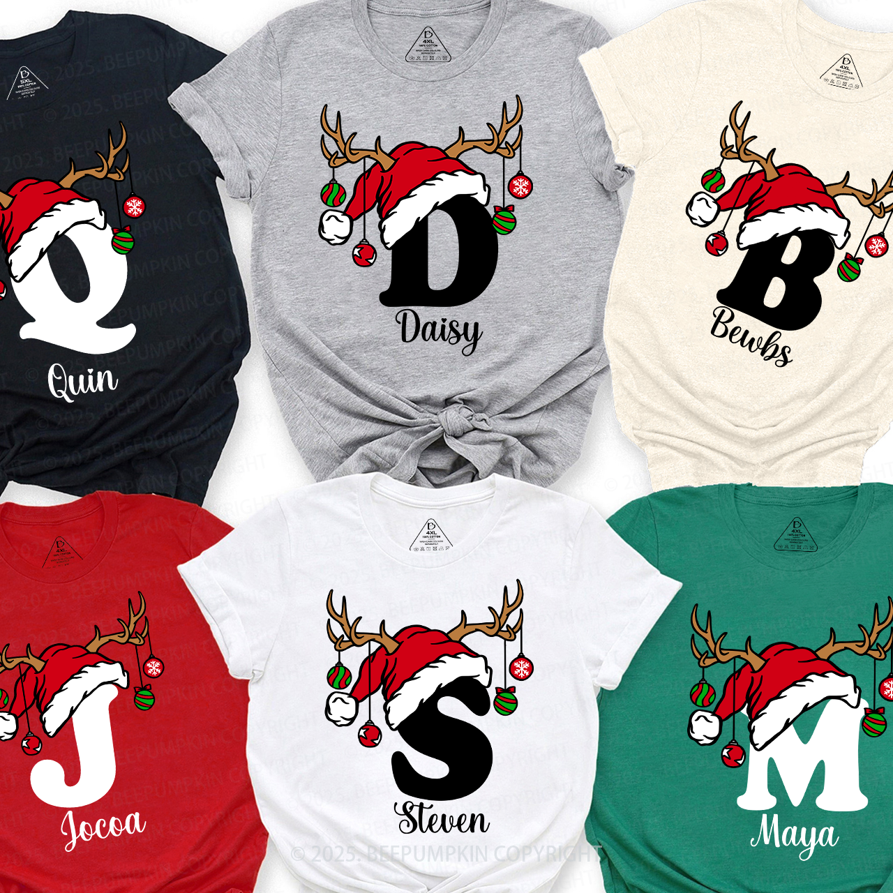 Personalized Christmas Alphabet Family Matching Shirts Beepumpkin