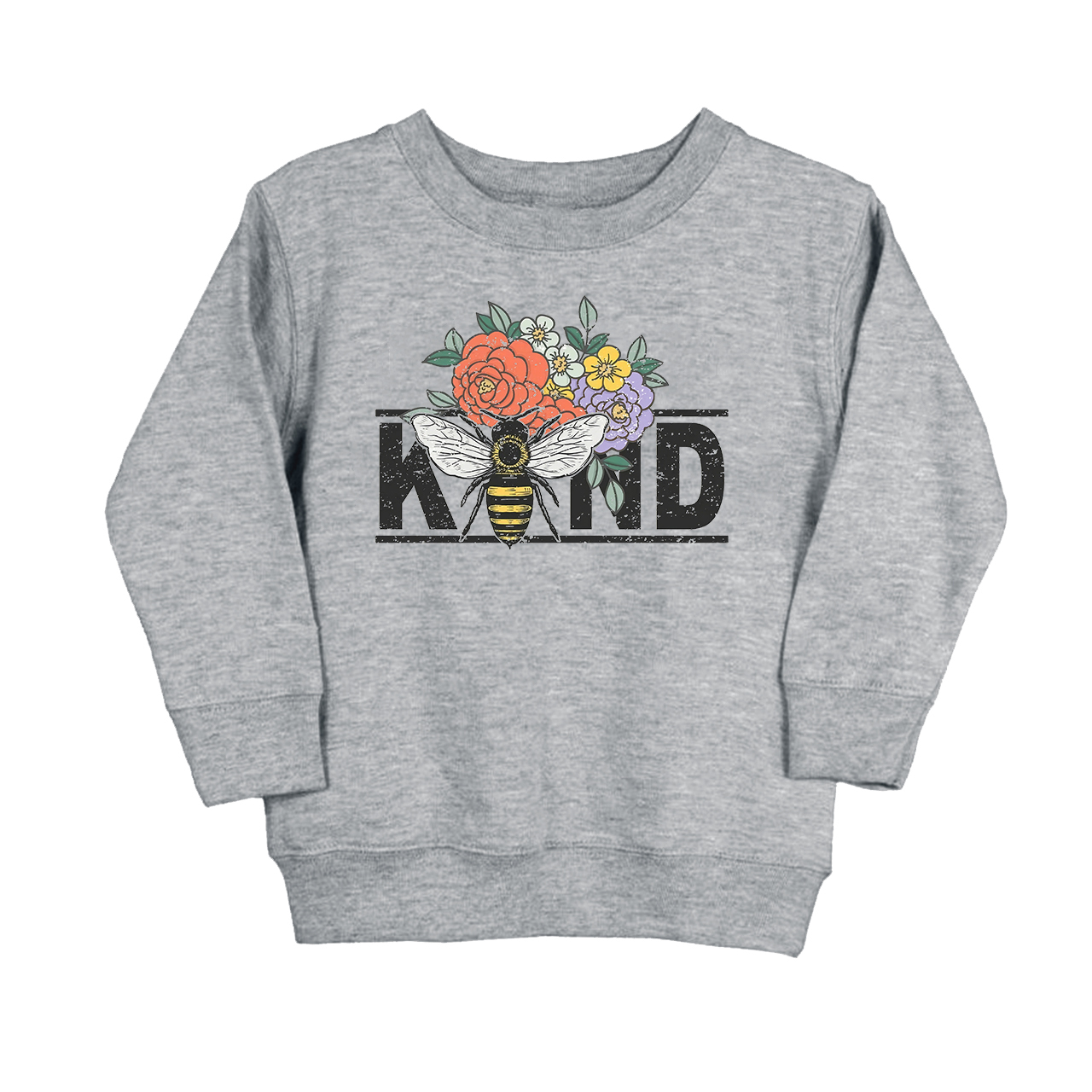 Bee Kind Vintage Flowers Kids Sweatshirt