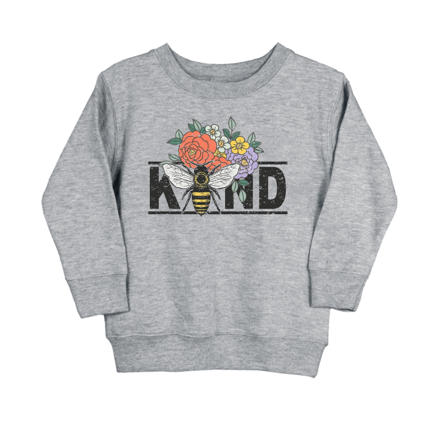 Bee Kind Vintage Flowers Kids Sweatshirt