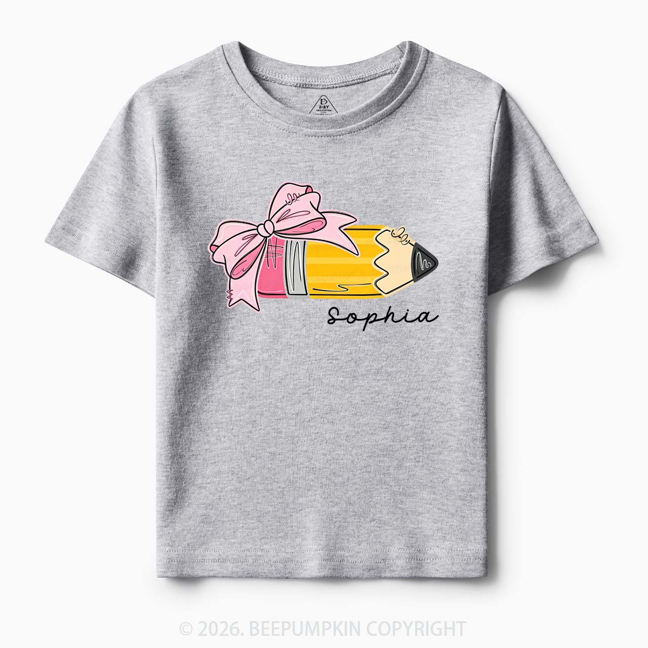Personalized Name Girls Pencil With Bow Toddler&Kid's Tees