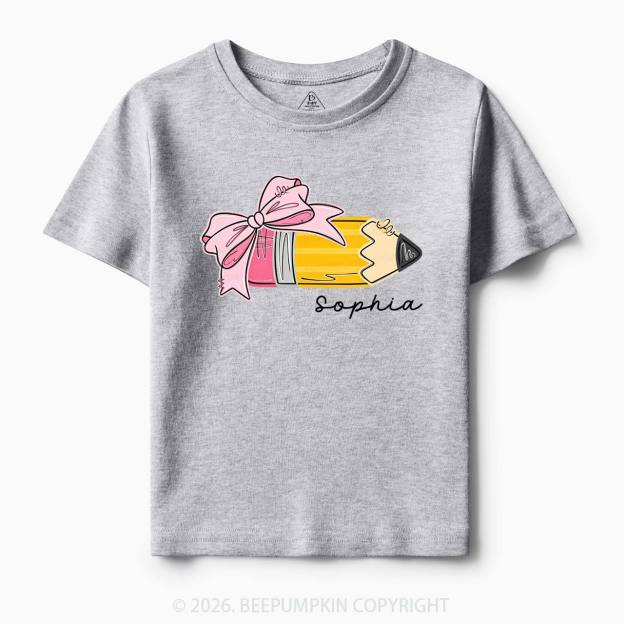 Personalized Name Girls Pencil With Bow Toddler&Kid's Tees