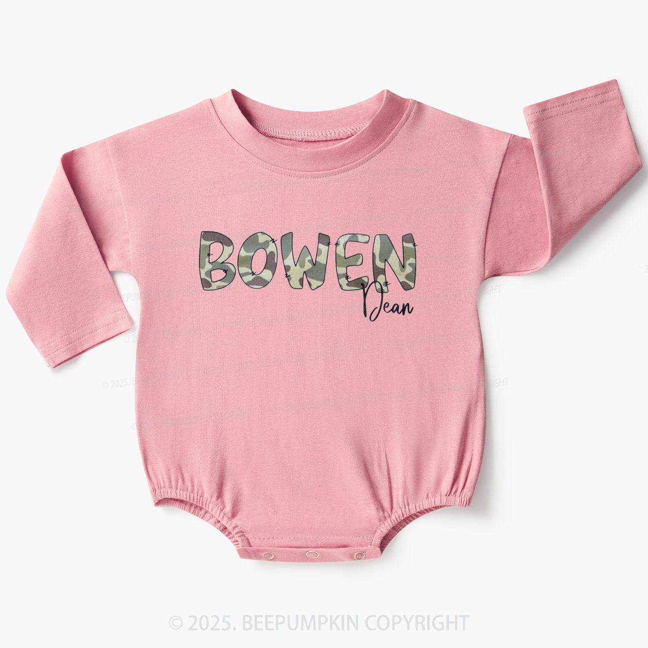 Personalized Camo Name Boy Baby Bubble Romper Beepumpkin