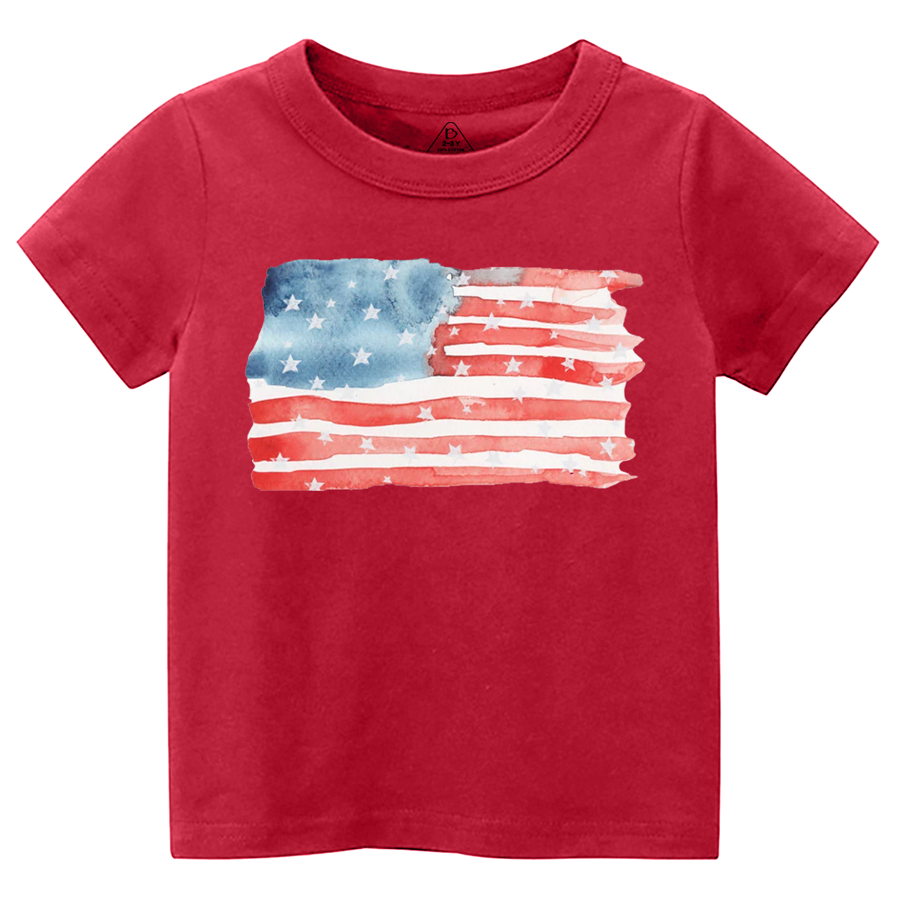 Watercolor American Flag Toddler&Kid's Tees Beepumpkin 