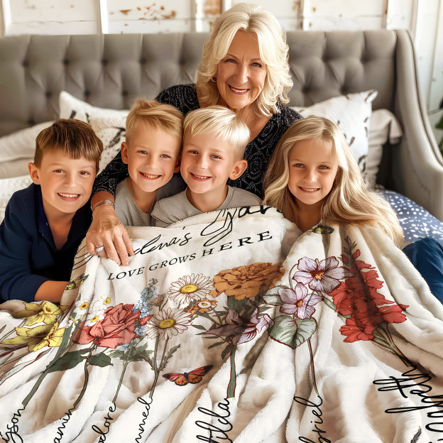 Personalized Grandmas Garden Blanket