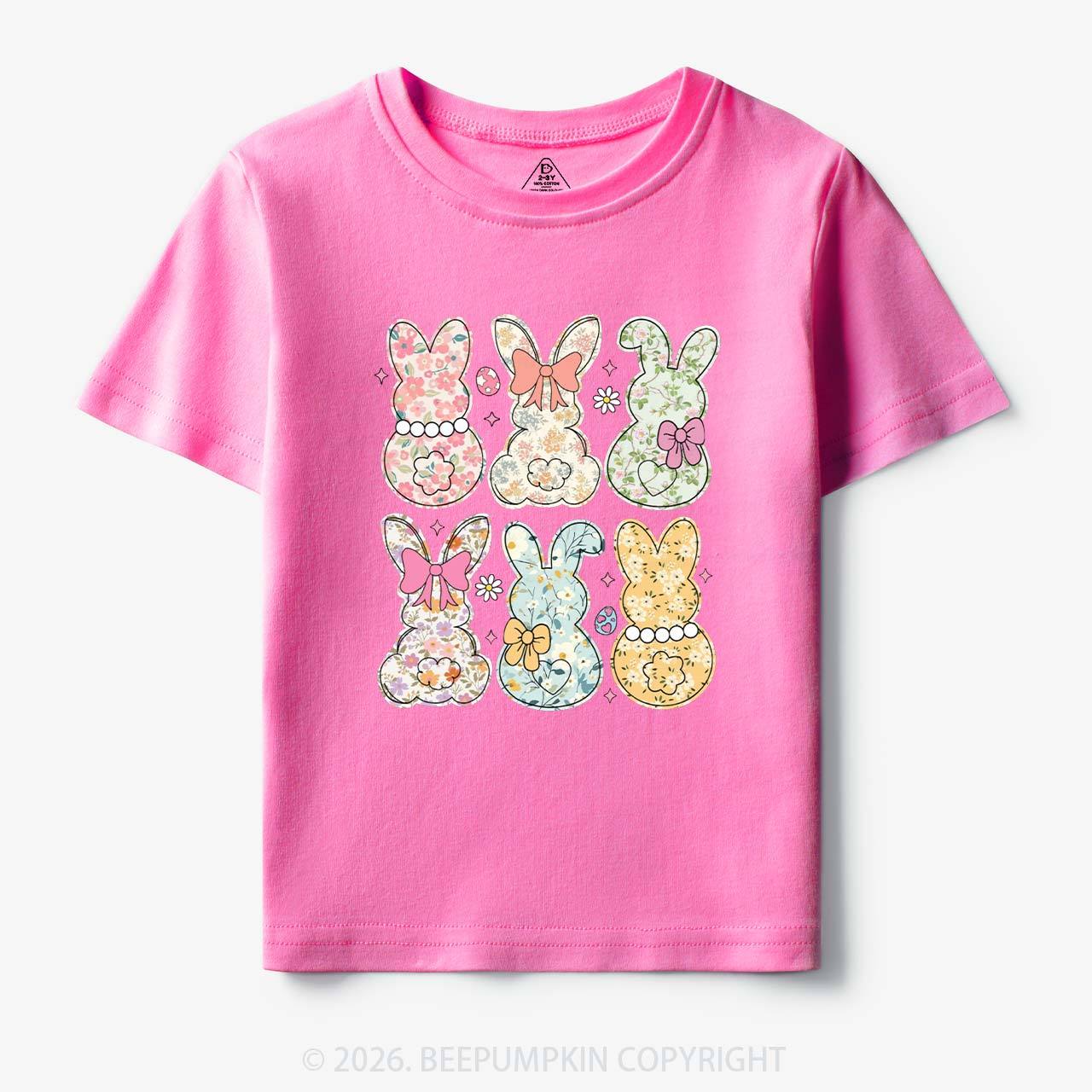Vintage Spring Floral Bunny Bows Toddler&Kid's Tees