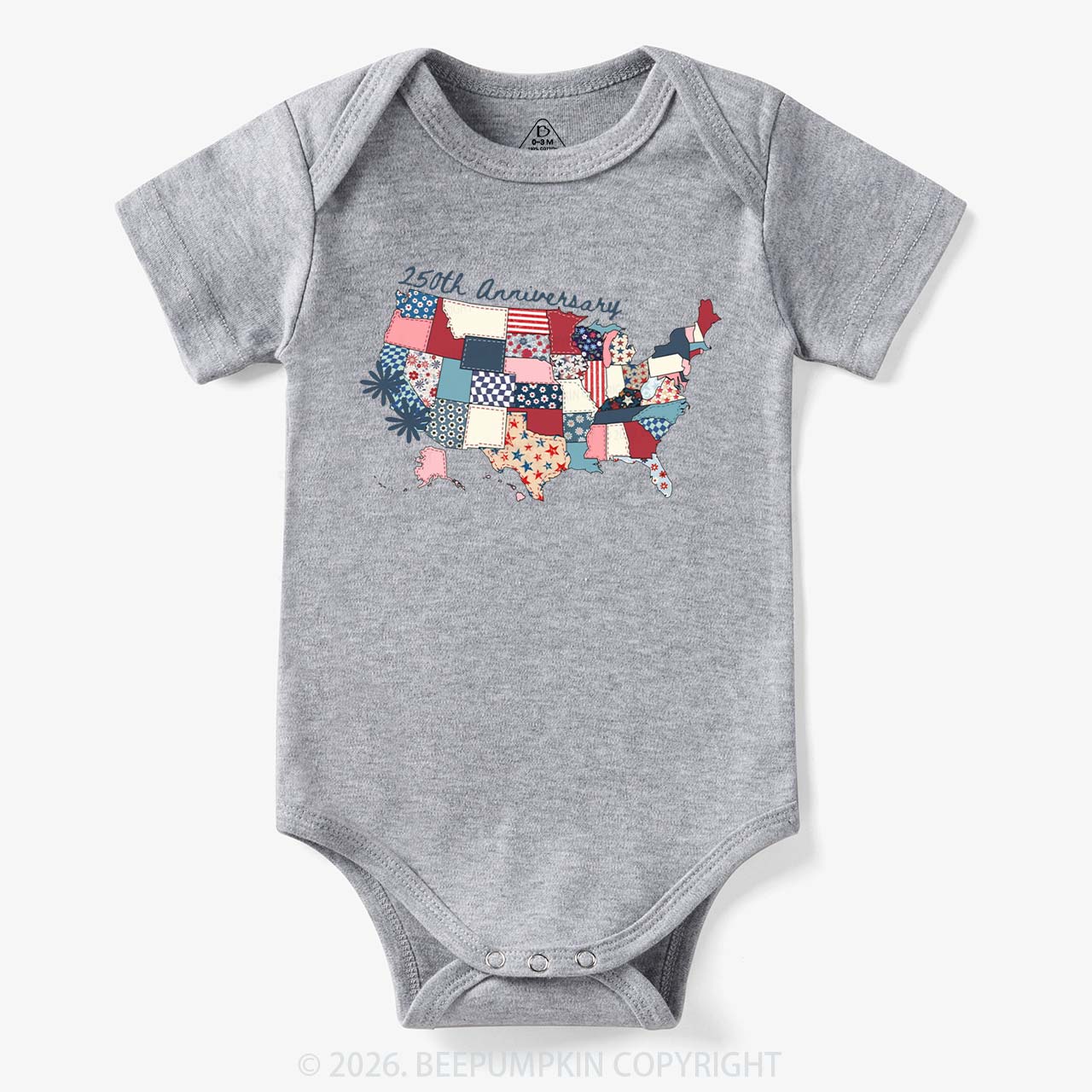 US 250 Years Patriotic Patchwork Bodysuit