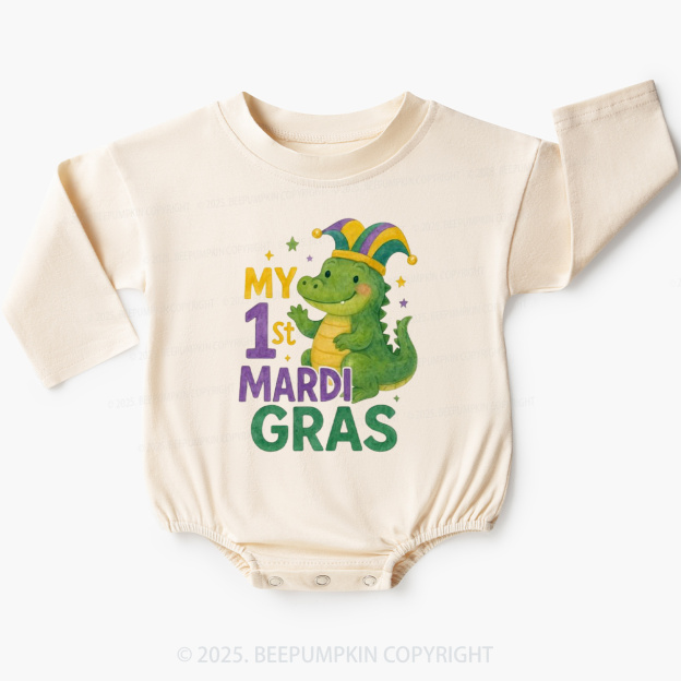 My First Mardi Gras Baby Bubble Romper Beepumpkin