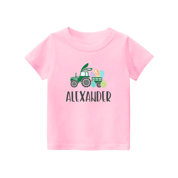 Personalized Easter Custom Name Tractor Kids Shirt