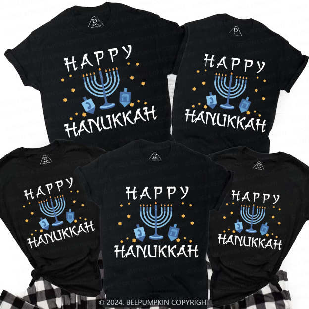 Happy Hanukkah Warmth by Candlelight Family T-Shirts Beepumpkin
