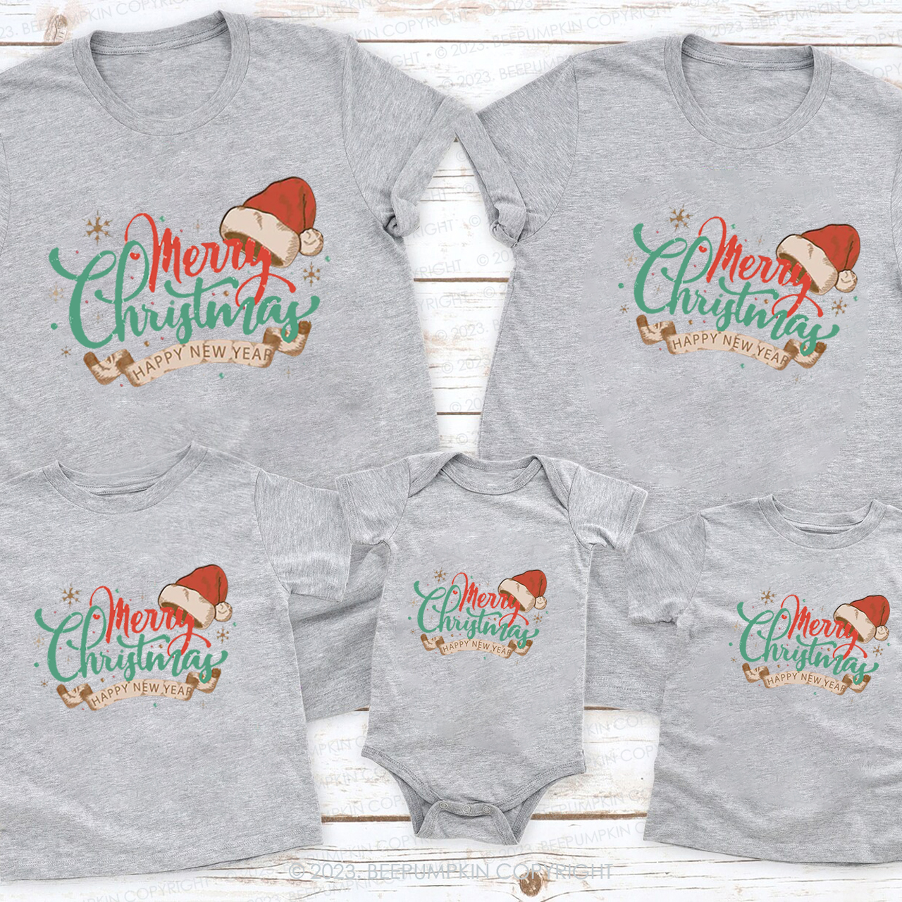 Christmas Happy New Year Family Matching Shirts Beepumpkin