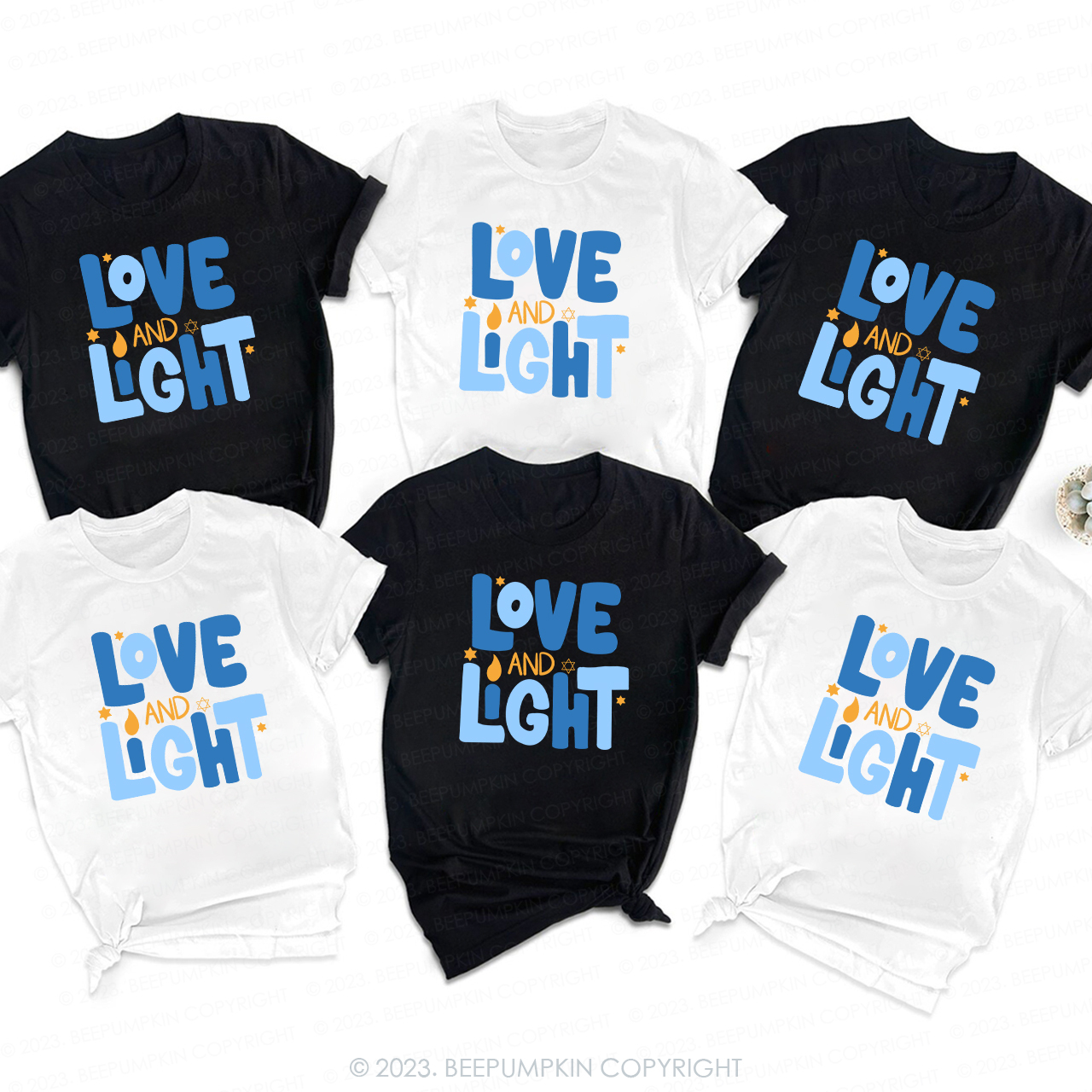 Love and Light  For Hanukkah Family T-Shirts Beepumpkin