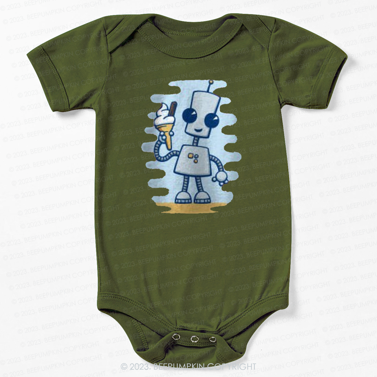 Ned's Ice Cream Cute Robot Bodysuit For Baby