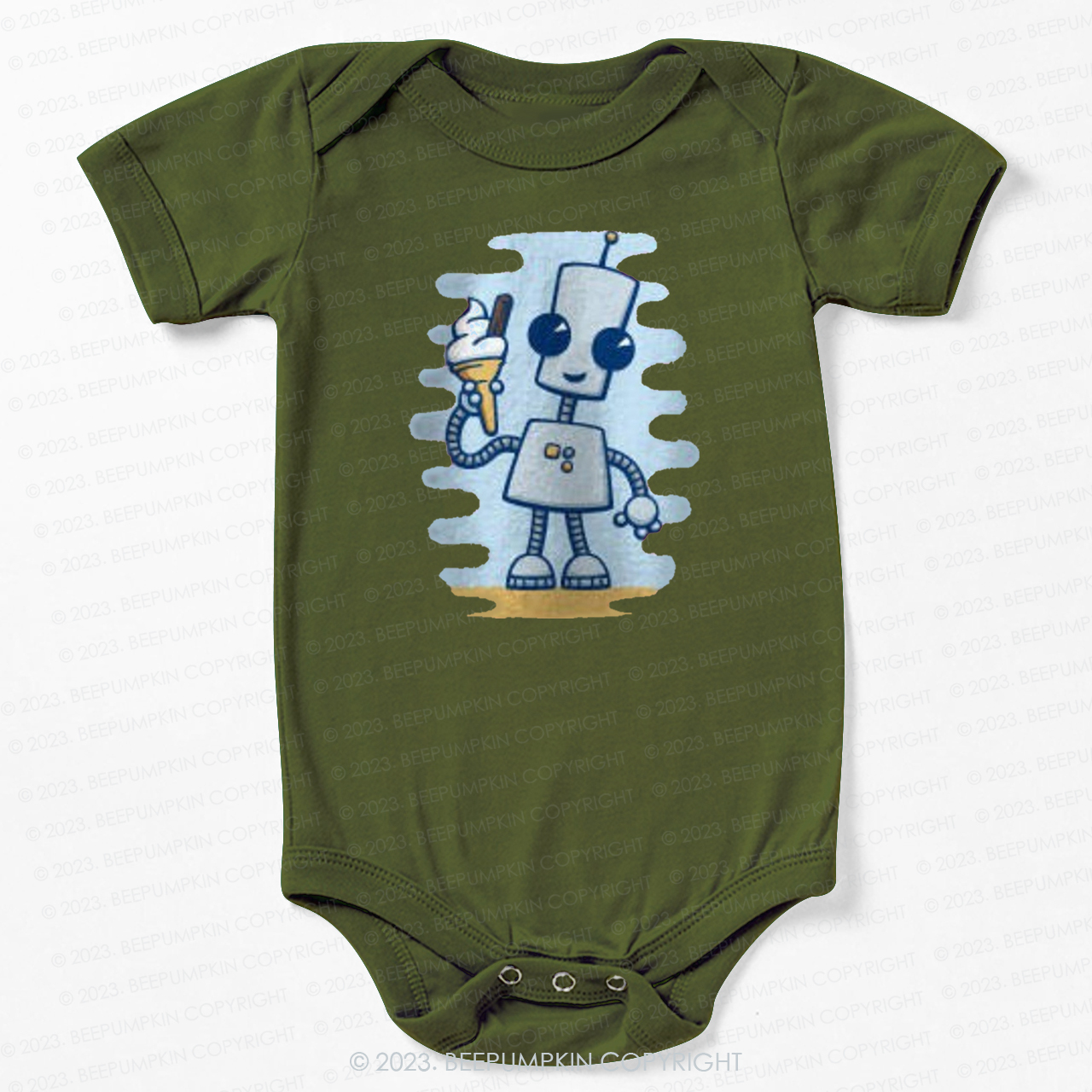 Ned's Ice Cream Cute Robot Bodysuit For Baby