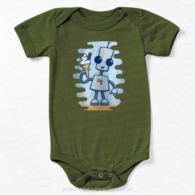 Ned's Ice Cream Cute Robot Bodysuit For Baby