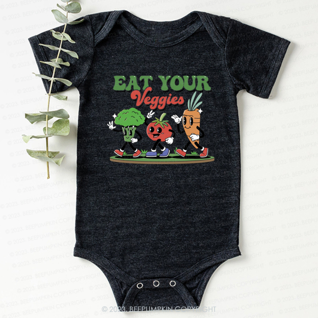 Retro Boho Eat Your Veggies Bodysuit For Baby