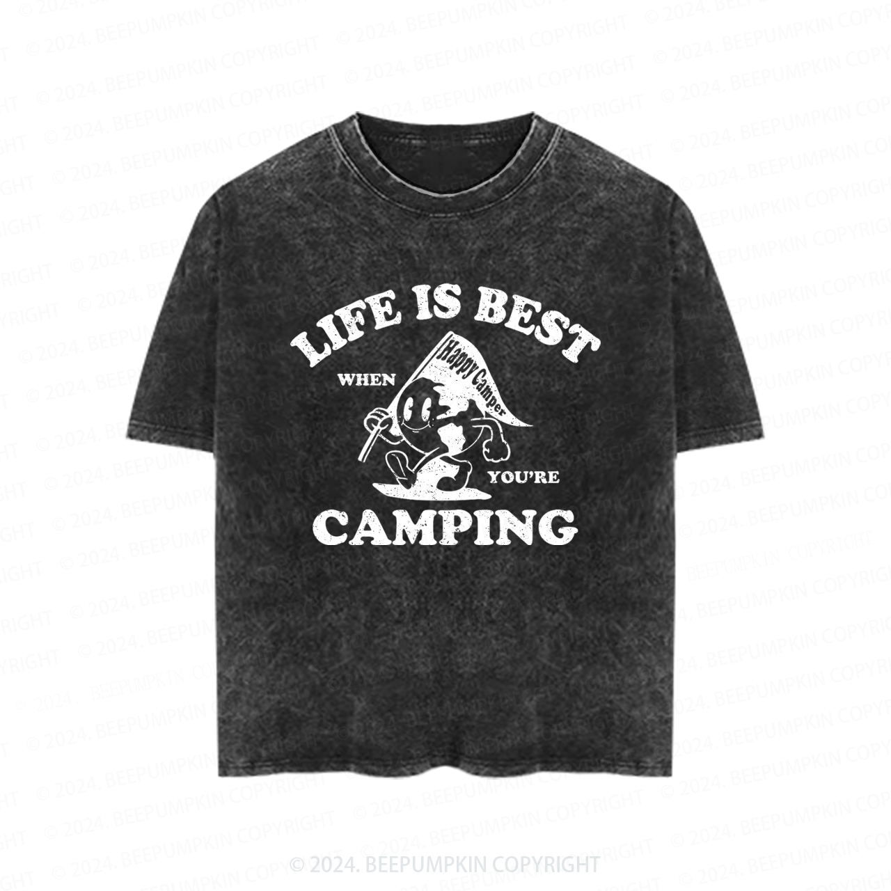 Life Is Best When You're Camping Toddler&Kids Washed Tees         