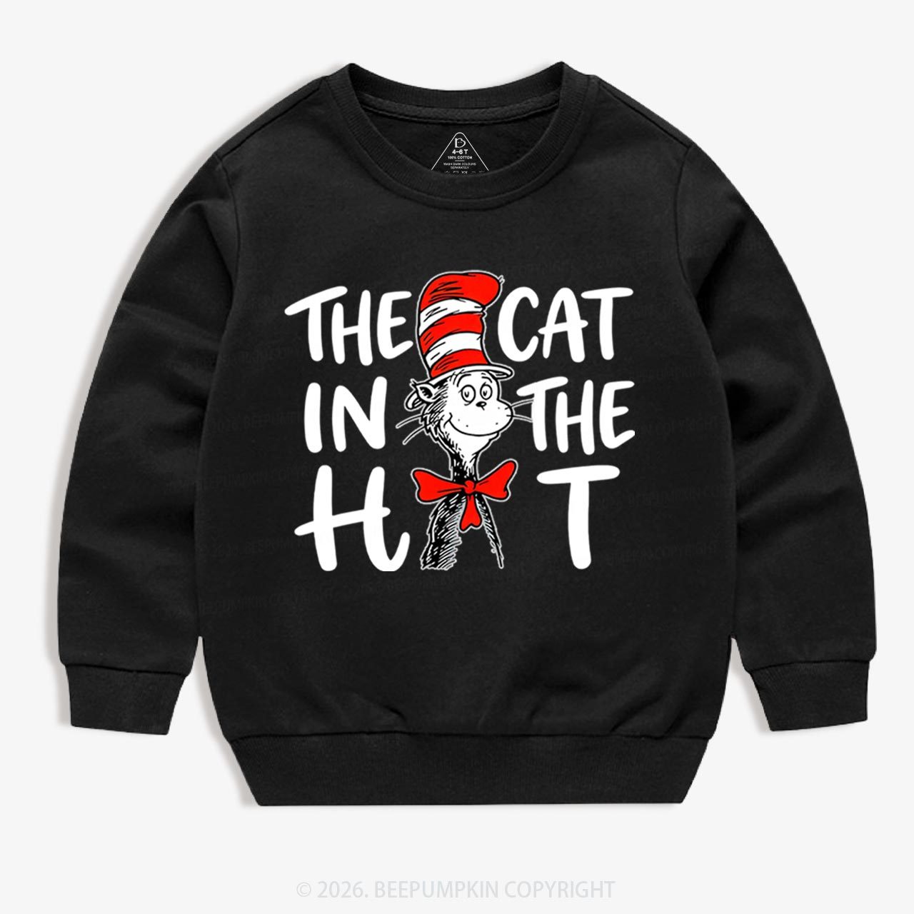 Whimsical Cat In The Hat Baby Toddler&Kids Sweatshirt