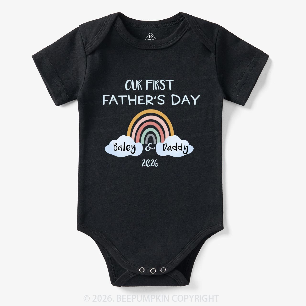 Personalization Our First Father's Day Rainbow Bodysuit For Baby