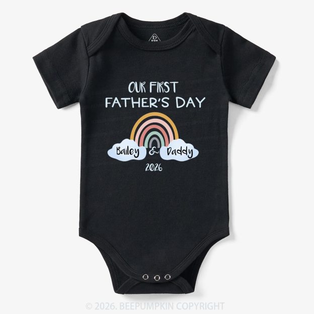 Personalization Our First Father's Day Rainbow Bodysuit For Baby