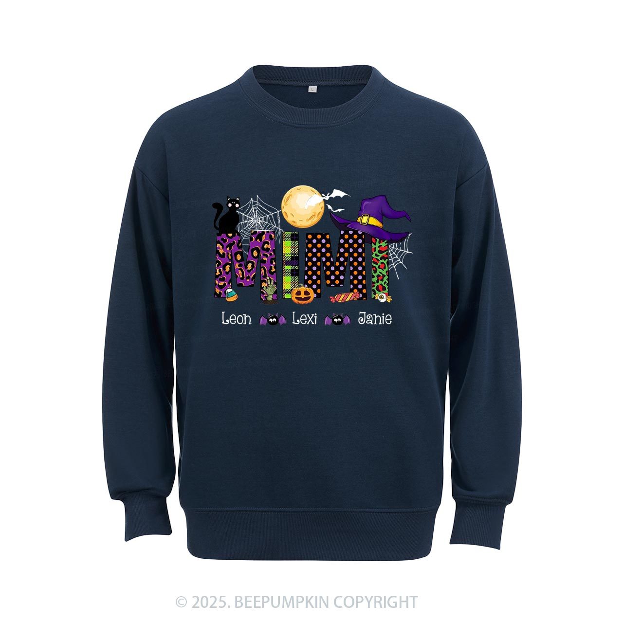 Personalized Mimi And Little Bat Halloween Sweatshirt Beepumpkin