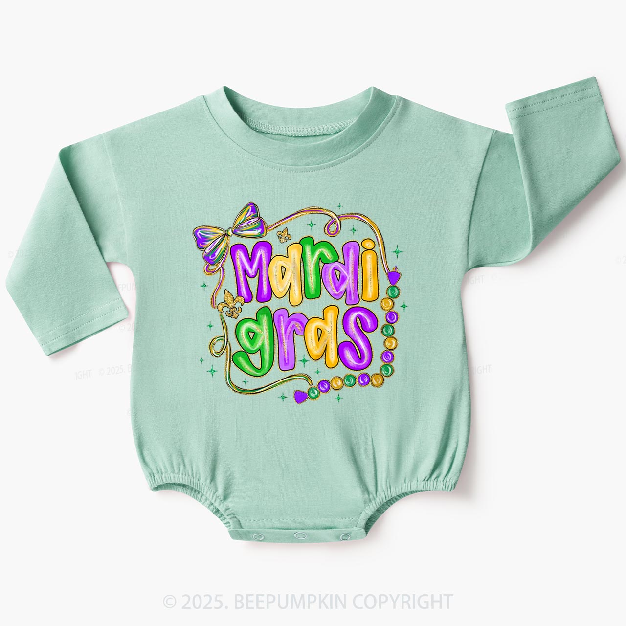 Brushstroke Mardi Gras Baby Bubble Romper Beepumpkin