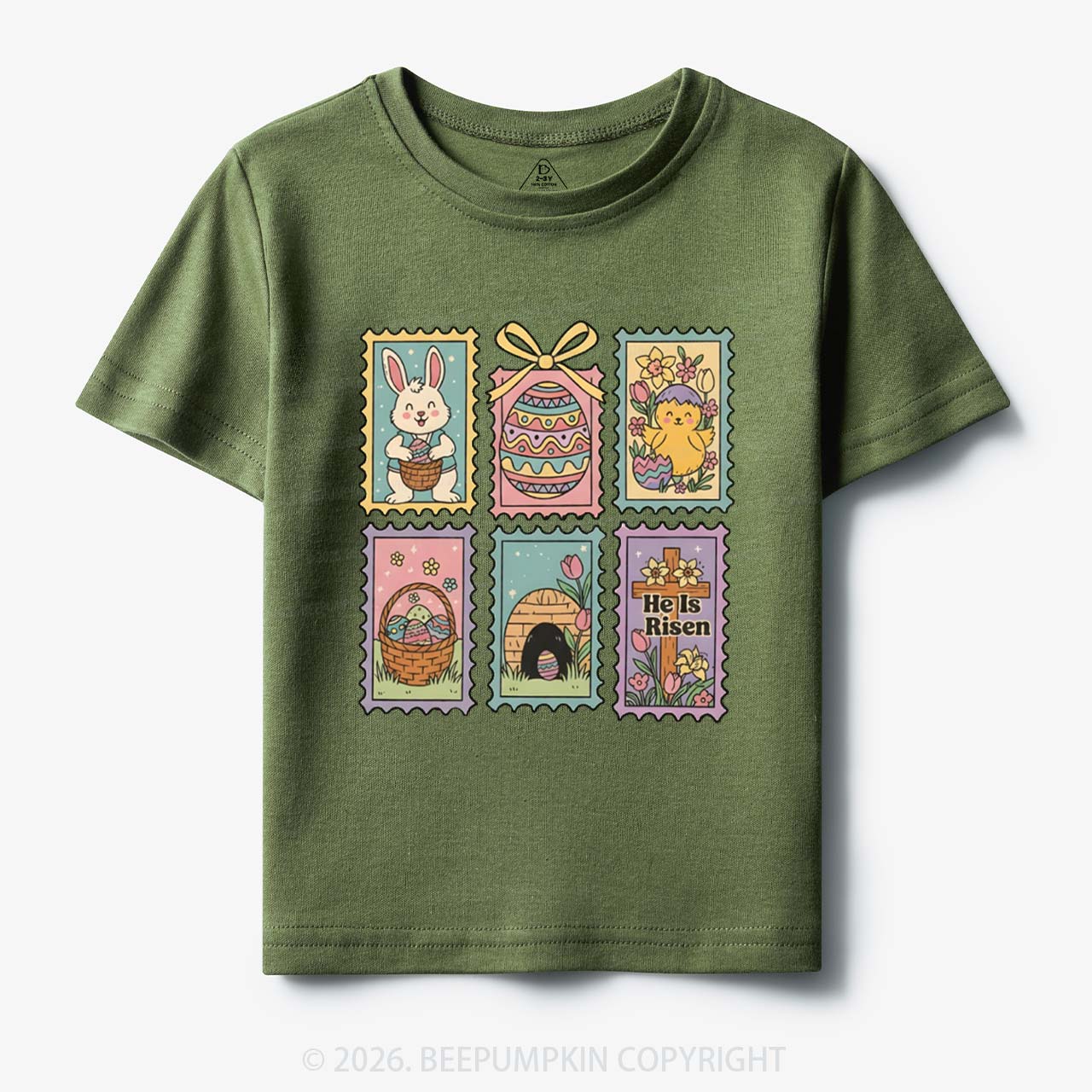 He Is Risen Easter Stamp Toddler&Kid's Tees