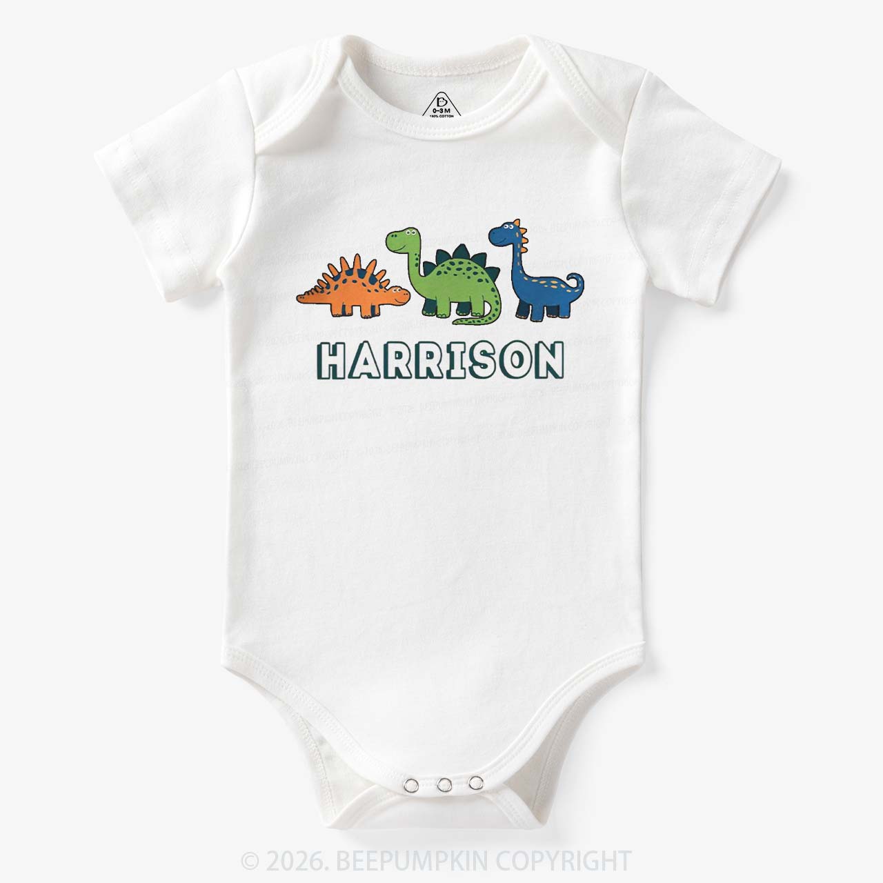 Personalized Cute Dinosaur Name Bodysuit