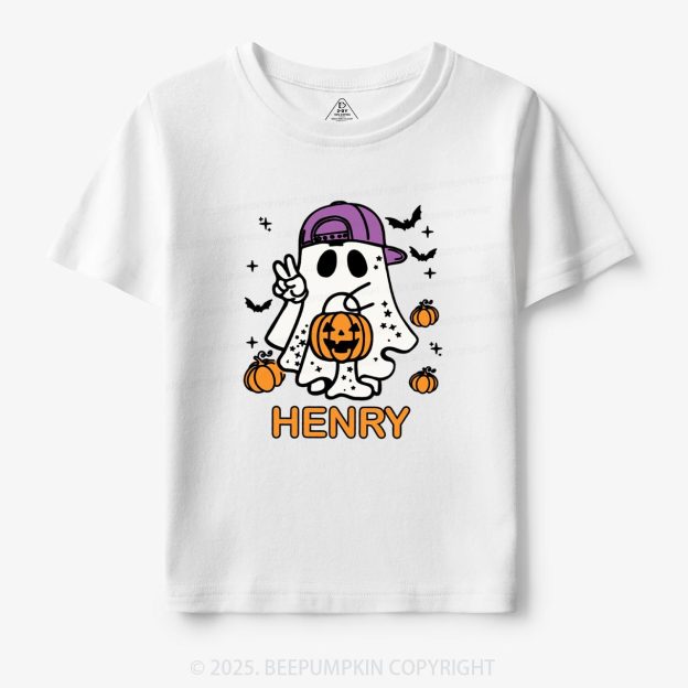 Personalized Halloween Boy Ghost Toddler&Kid's Tees Beepumpkin