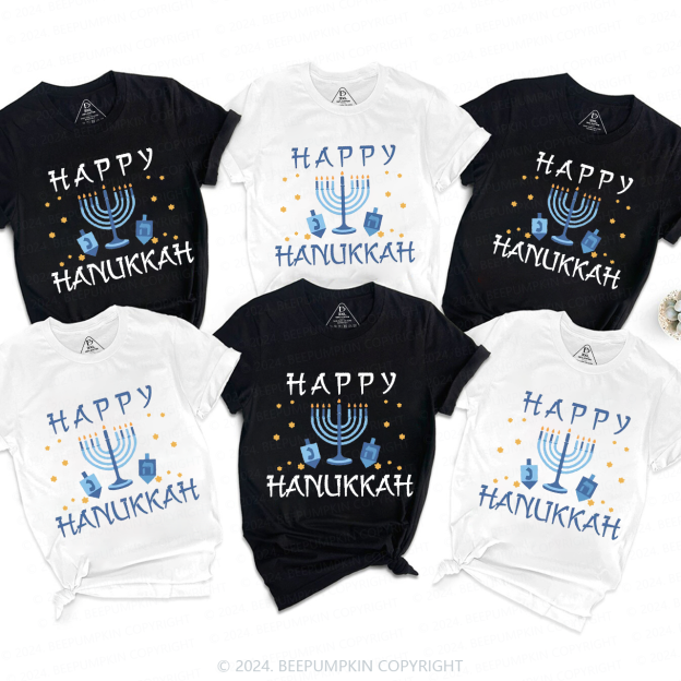 Happy Hanukkah Warmth by Candlelight Family T-Shirts Beepumpkin