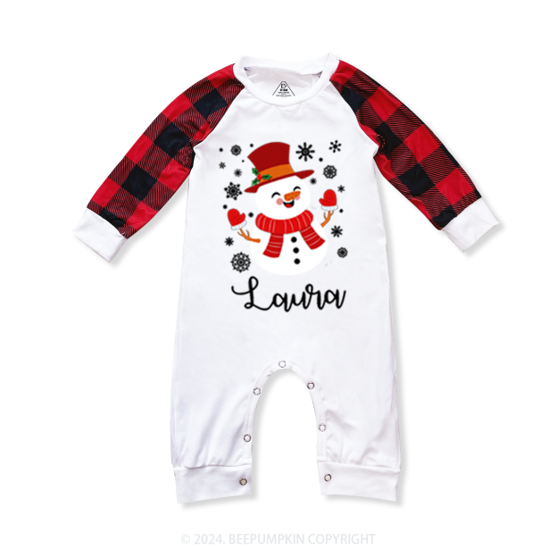 Personalized Happy Snowman Christmas Family Matching Pajama Set Beepumpkin