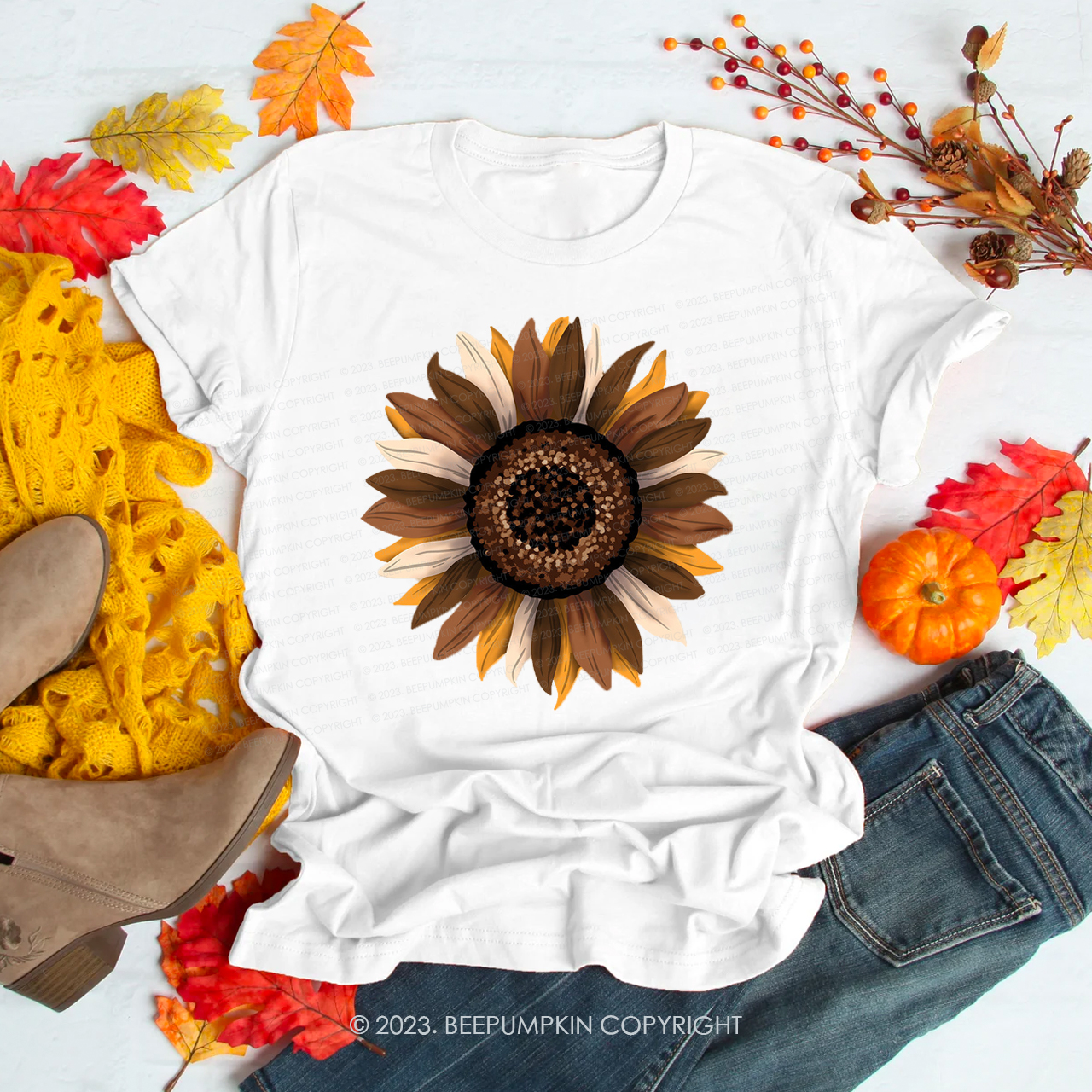 Pretty Fall Sunflower Shirts Beepumpkin