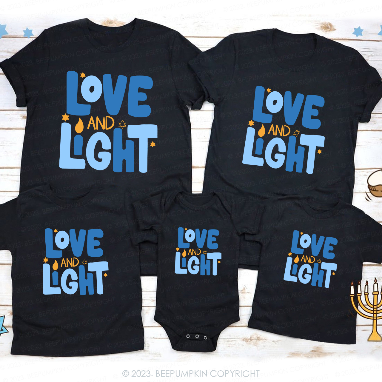 Love and Light  For Hanukkah Family T-Shirts Beepumpkin