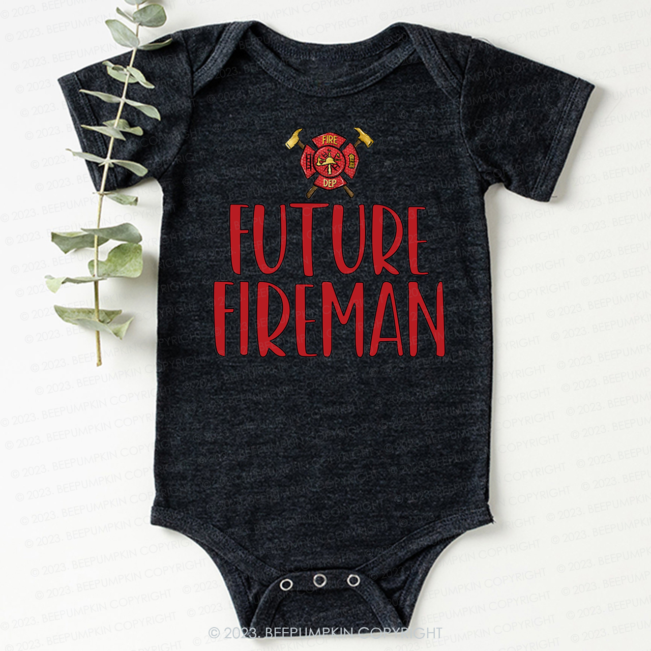 Future Fireman Firetruck Bodysuit For Baby