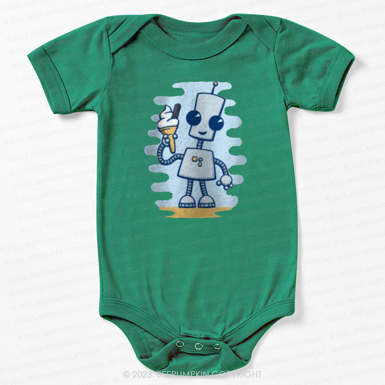 Ned's Ice Cream Cute Robot Bodysuit For Baby
