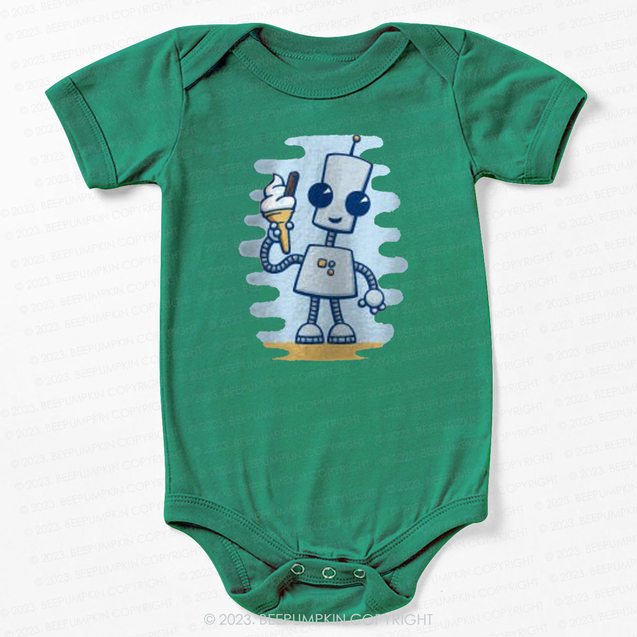 Ned's Ice Cream Cute Robot Bodysuit For Baby