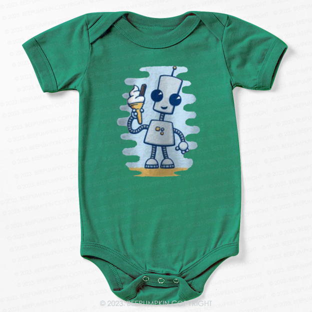 Ned's Ice Cream Cute Robot Bodysuit For Baby