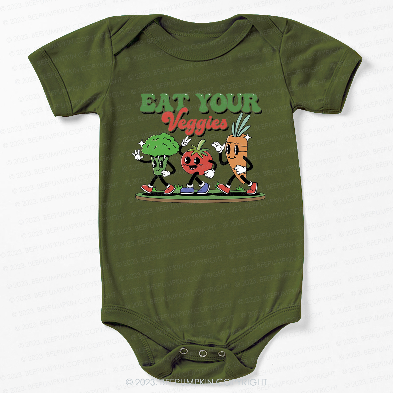 Retro Boho Eat Your Veggies Bodysuit For Baby