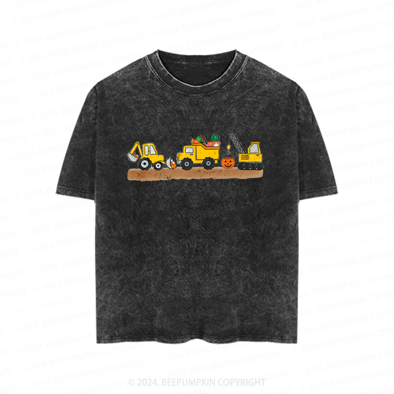 Halloween Construction Toddler&Kids Washed Tees          
