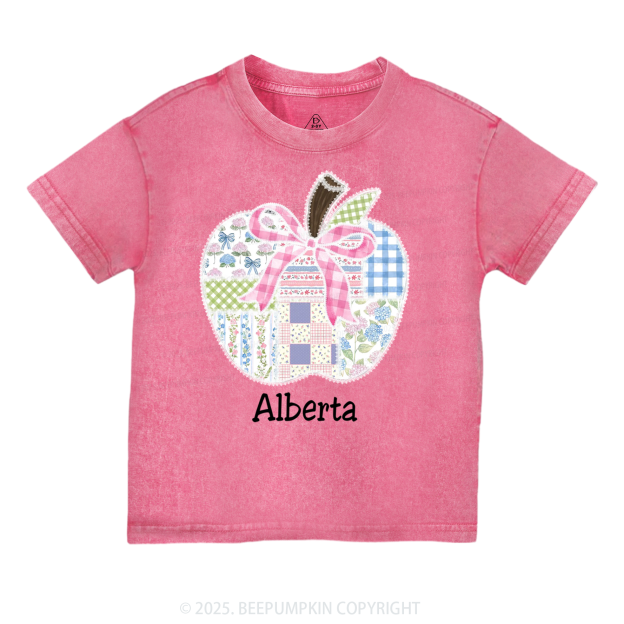 Personalized Lace Apple Name Toddler&Kids Washed Tees