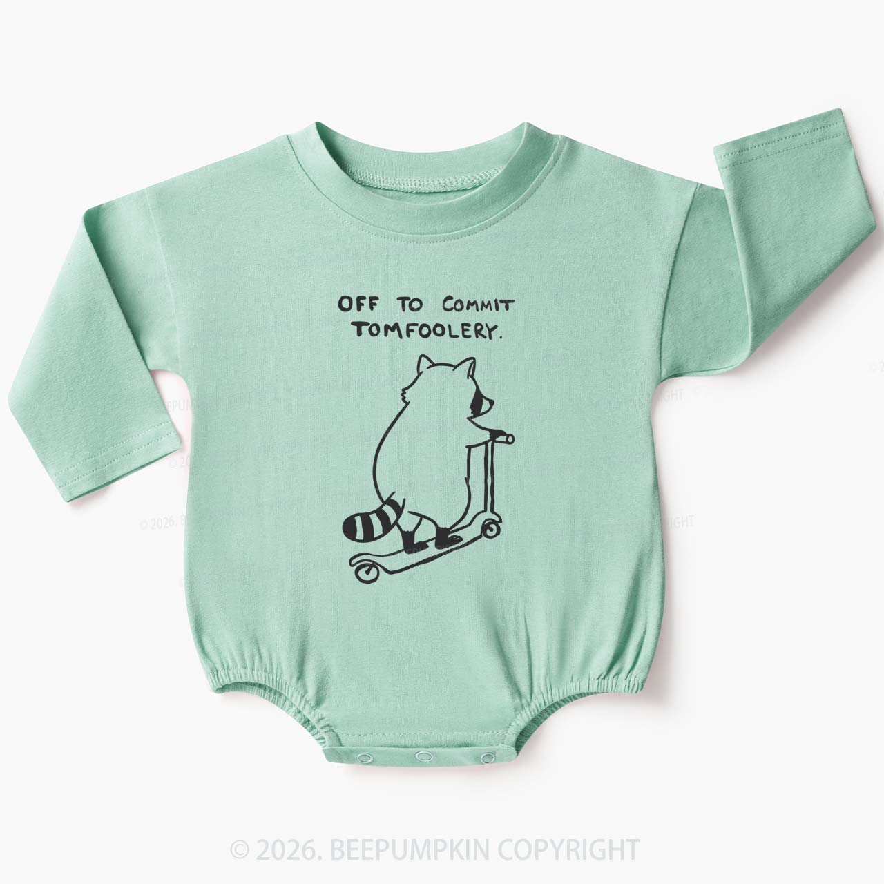 Off To Commit Tom Foolery Silly Raccoon Baby Bubble Romper
