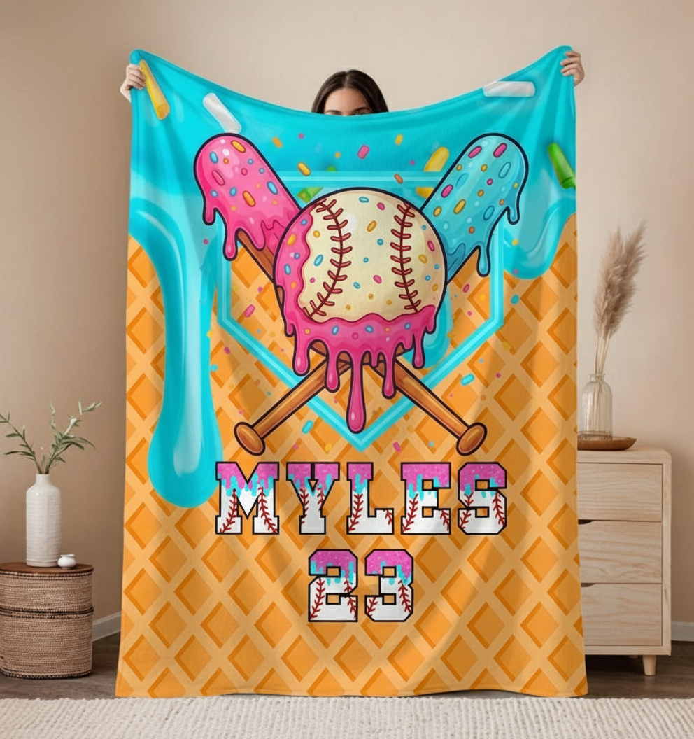 Personalized Baseball Drip Blanket