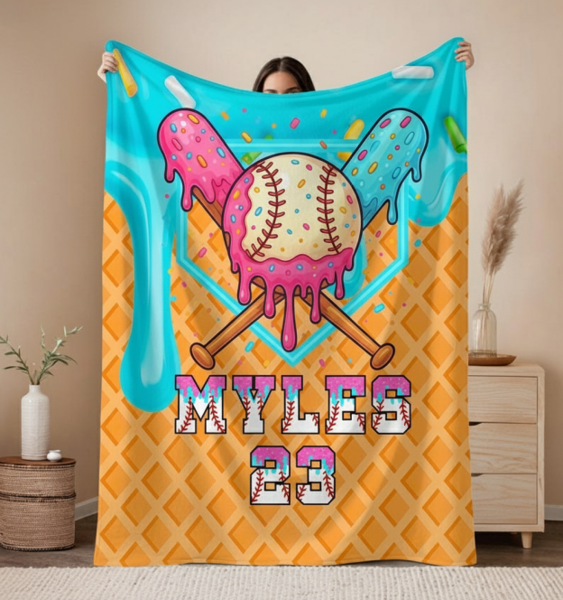 Personalized Baseball Drip Blanket