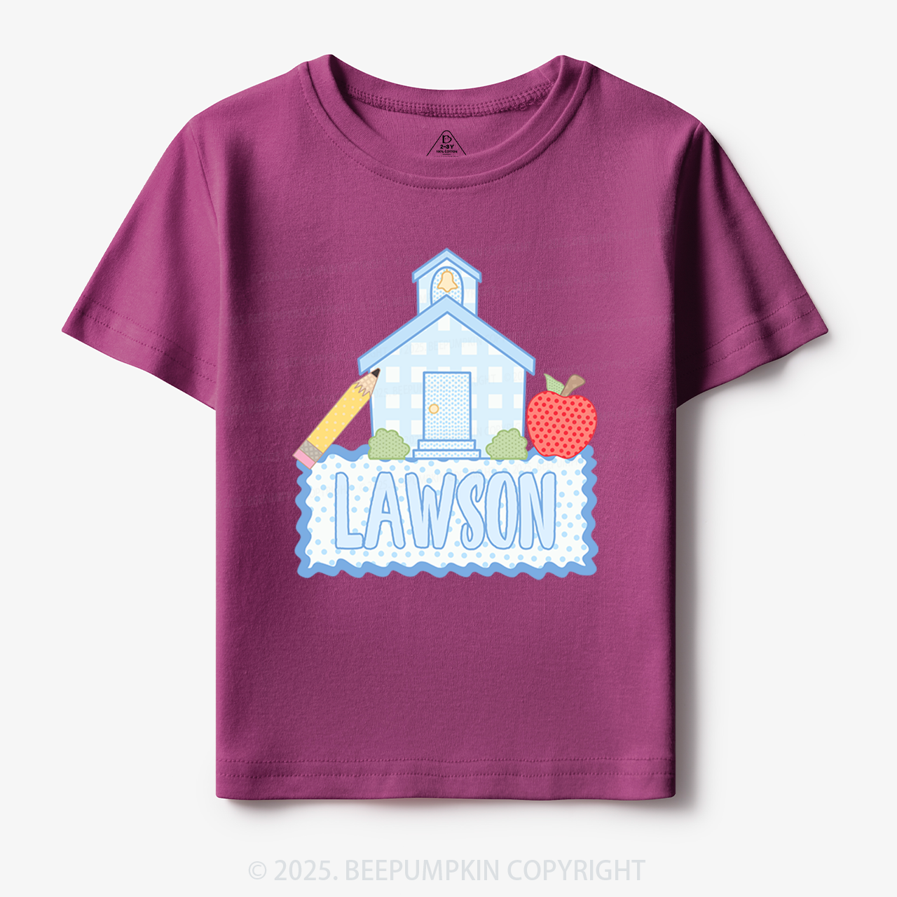 Personalized Blue Schoolhouse Toddler&Kid's Tees Beepumpkin